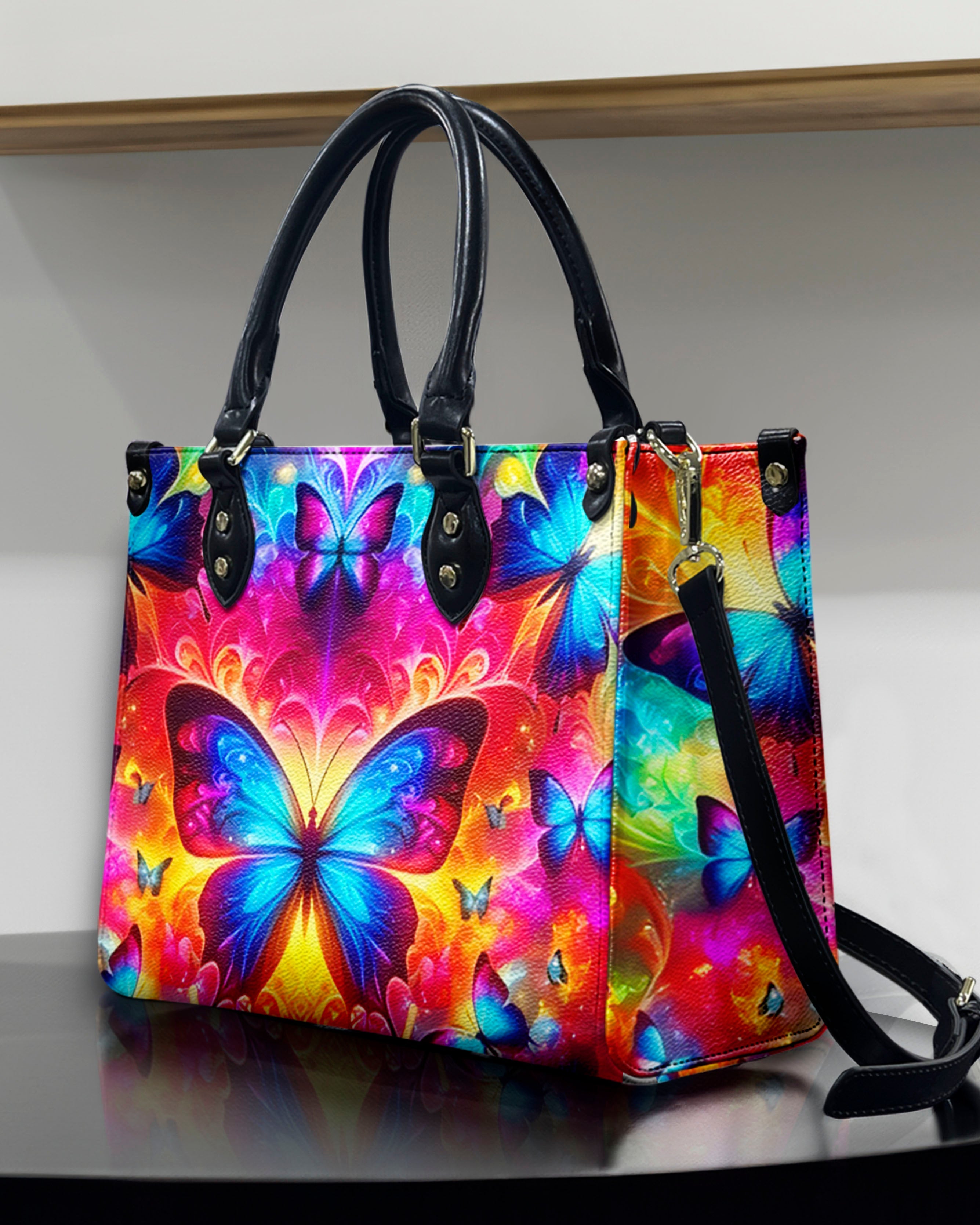 Rainbow Butterfly Fantasy Hippie Leather Bag Gift for Women _8_ lggBu