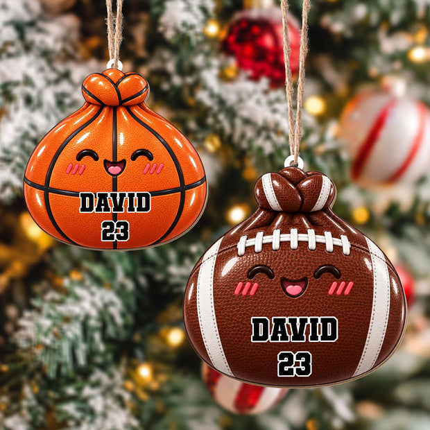 Cute Baseball Dumpling -  Personalized Wood Ornament - Gift For Sports Lovers