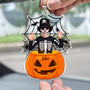 Scary Monster Kid In The Pumpkin Halloween Gift Personalized Car Ornament_2