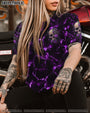 She Whispered Back I Am the Storm Purple Lightning Skull and Rose Graphic AOP Shirts _11_ K1YQs