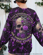 She Whispered Back I Am the Storm Purple Lightning Skull and Rose Graphic AOP Shirts _8_ jtDHc