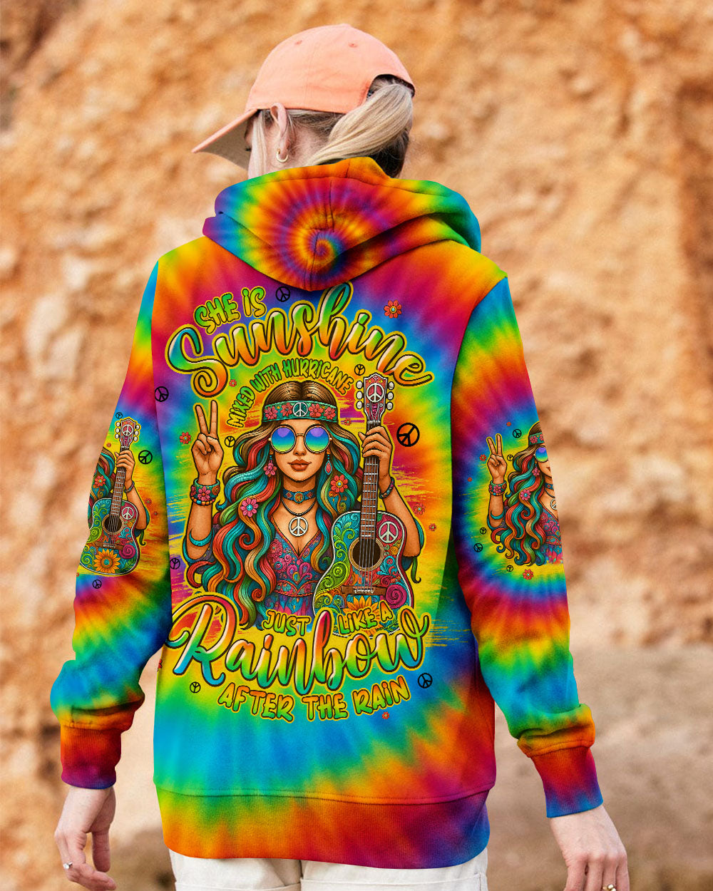 She is Sunshine Just Like a Rainbow After the Rain Tie Dye Hippie Girl AOP Shirts _14_ GDFSg