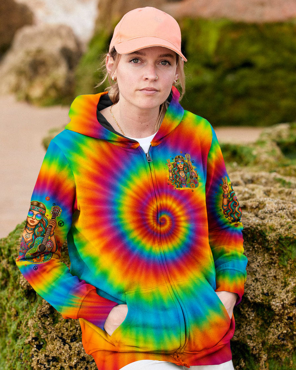 She is Sunshine Just Like a Rainbow After the Rain Tie Dye Hippie Girl AOP Shirts _8_ dRZIX