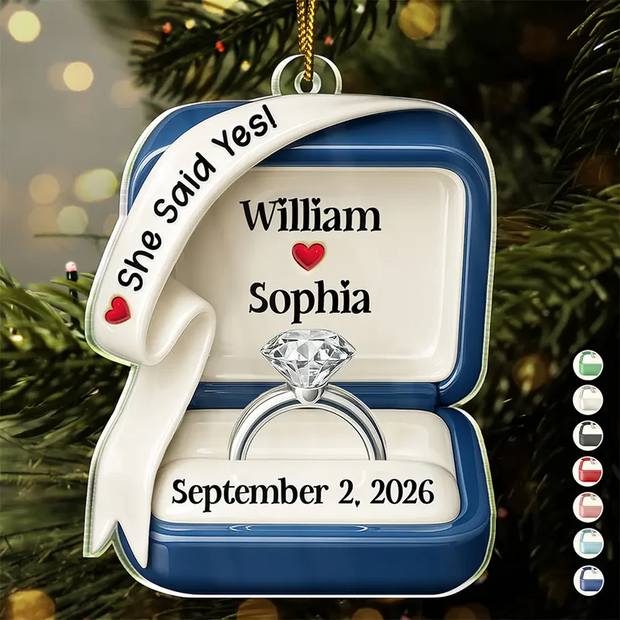 She Said Yes Engaged Married  - Personalized Acrylic Ornament - Chrismas Gift For Couple