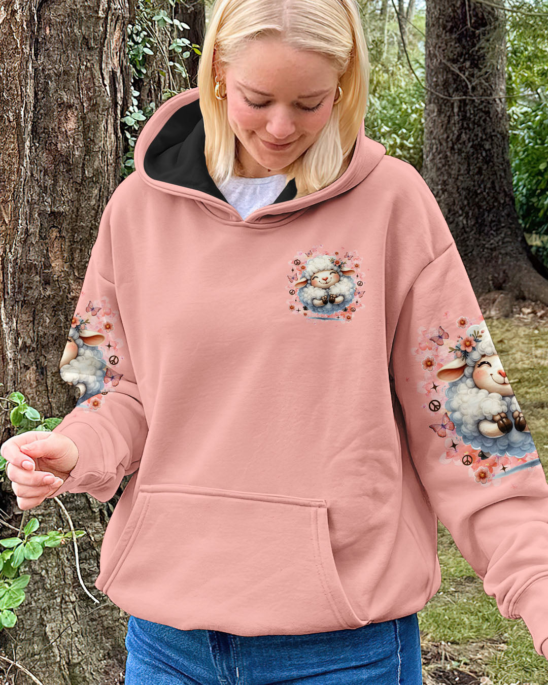 Sheep On Sheeping On Cute Sheep Design with Peace Sign _26 Floral Details AOP Shirts _15_ P5o8e