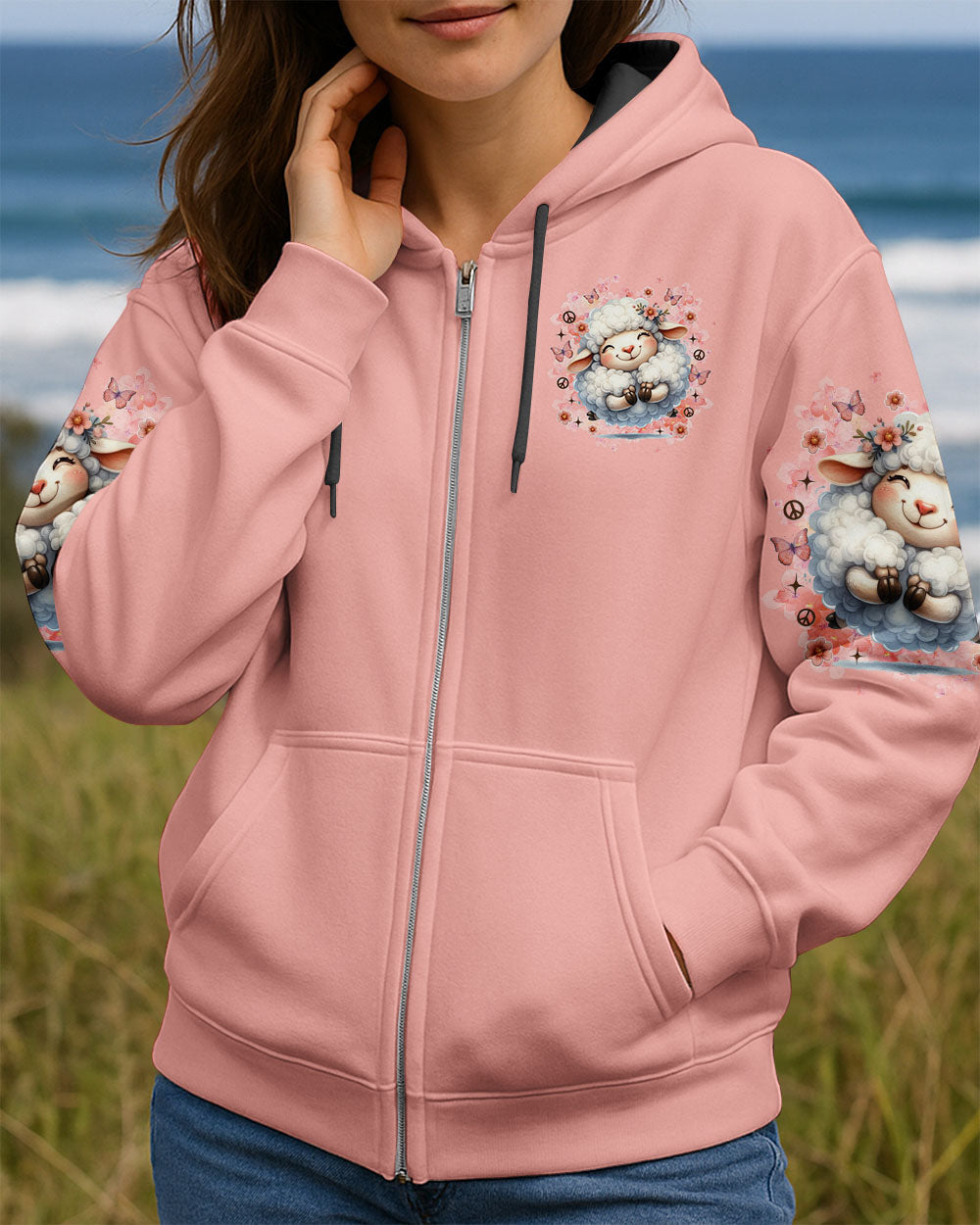 Sheep On Sheeping On Cute Sheep Design with Peace Sign _26 Floral Details AOP Shirts _4_ q59bF