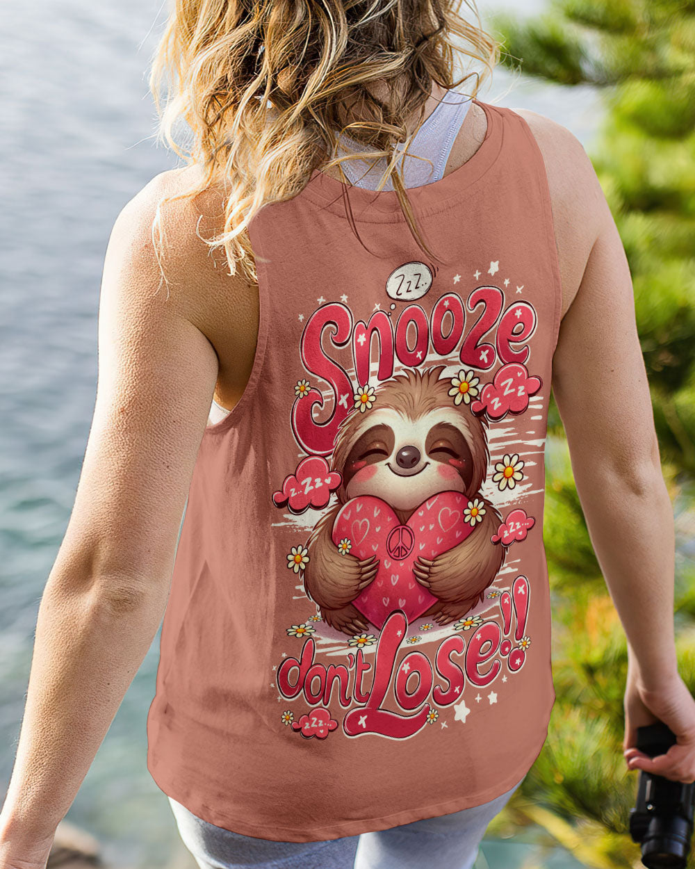 Snooze Dont Lose Sloth Cute Peaceful Sloth with Heart _26 Flowers Design AOP Shirts _11_ gtdrh