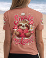 Snooze Dont Lose Sloth Cute Peaceful Sloth with Heart _26 Flowers Design AOP Shirts _3_ mmLSK