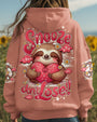 Snooze Dont Lose Sloth Cute Peaceful Sloth with Heart _26 Flowers Design AOP Shirts _5_ Gibyp