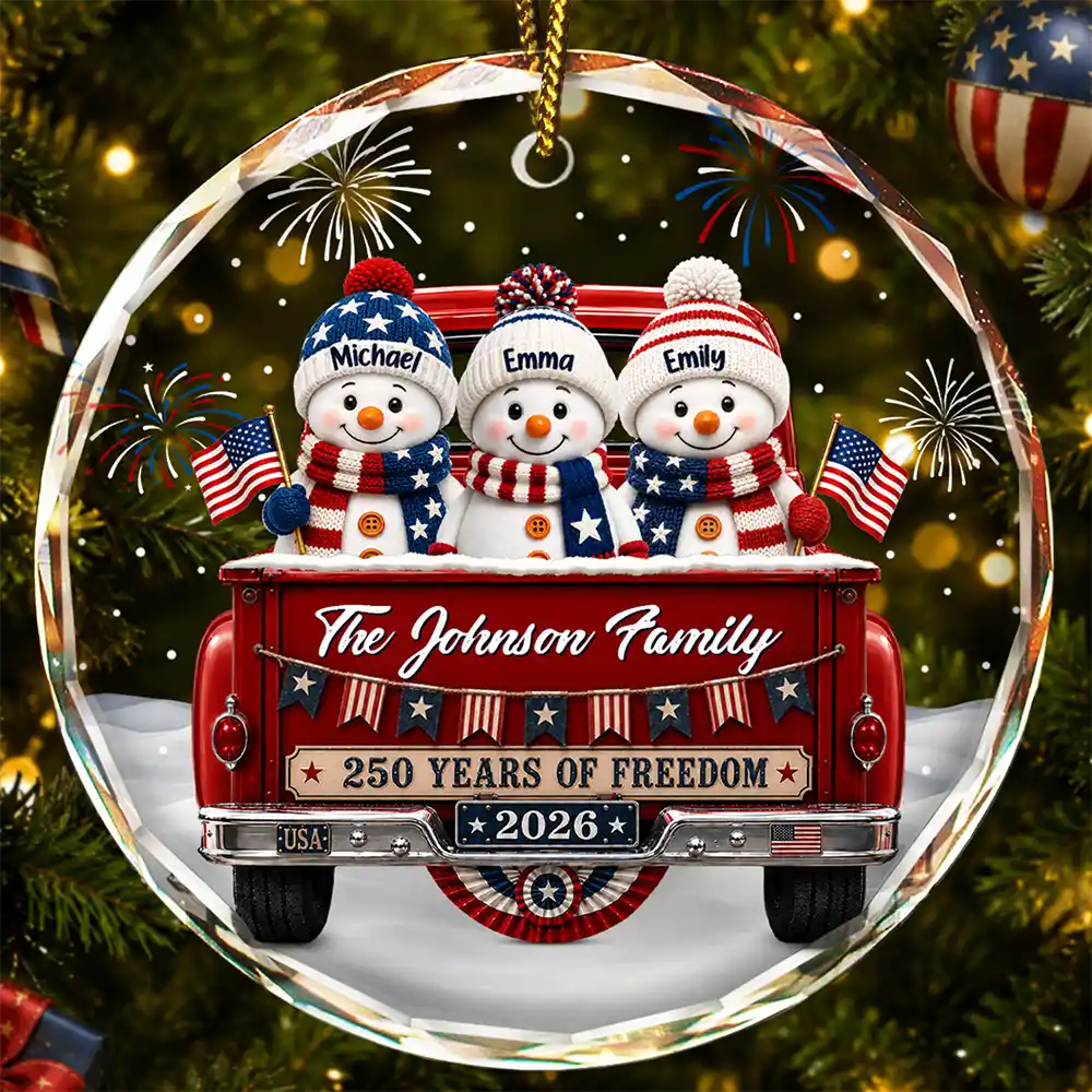 Snowman250YearsOfFreedom PersonalizedCircleGlassOrnament LV433 NAH6192 MK0
