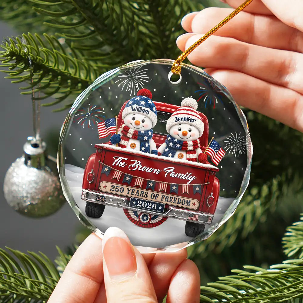 Snowman250YearsOfFreedom PersonalizedCircleGlassOrnament LV433 NAH6192 MK1