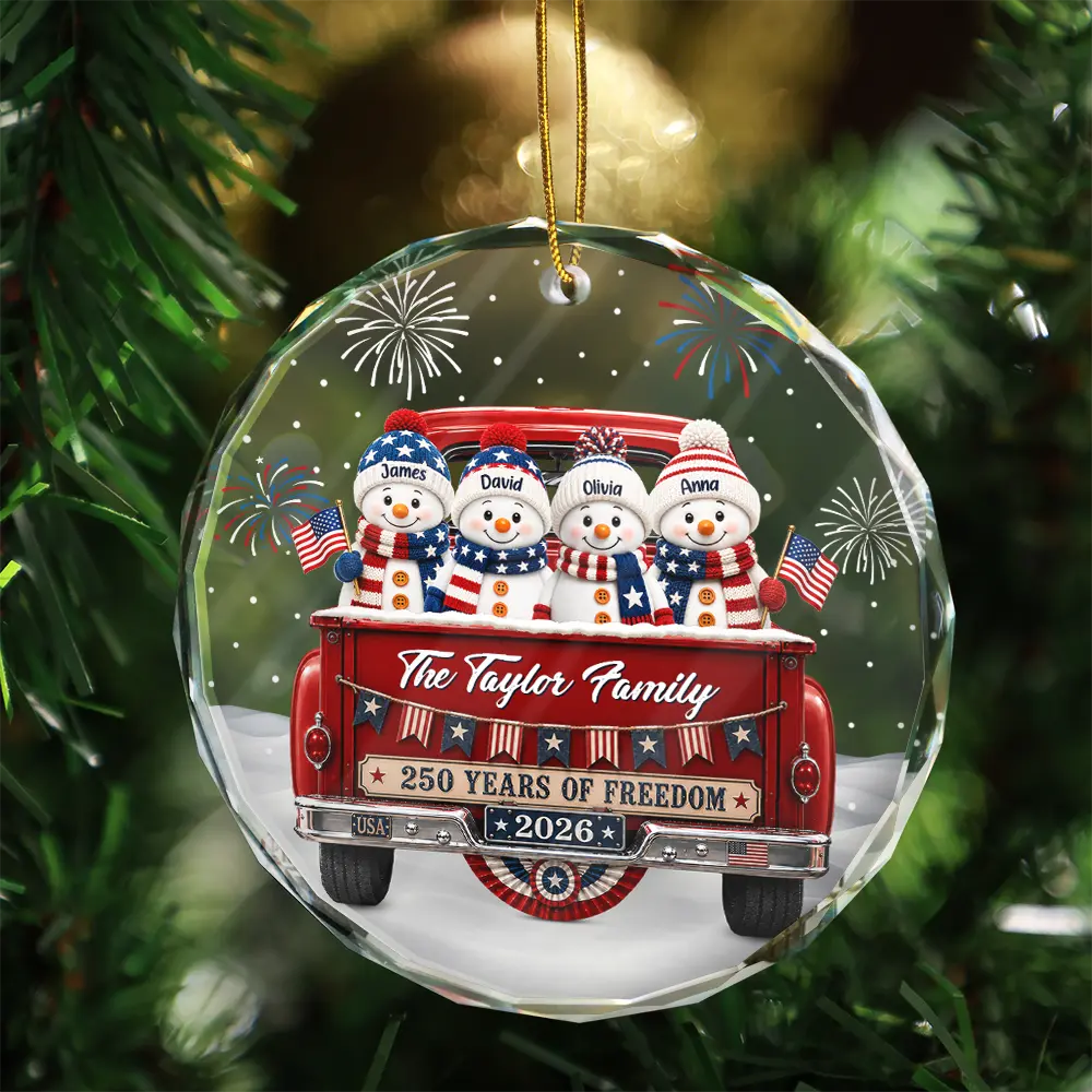 Snowman250YearsOfFreedom PersonalizedCircleGlassOrnament LV433 NAH6192 MK2