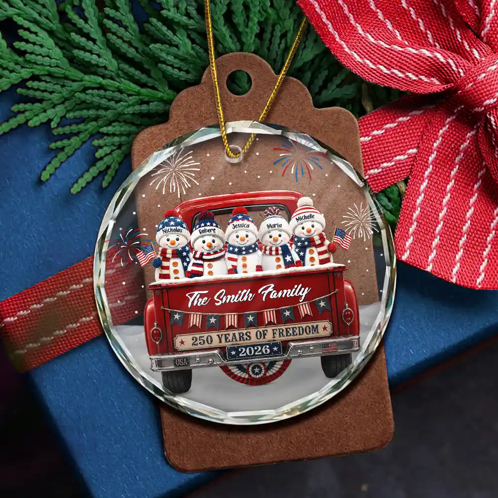 Snowman250YearsOfFreedom PersonalizedCircleGlassOrnament LV433 NAH6192 MK4