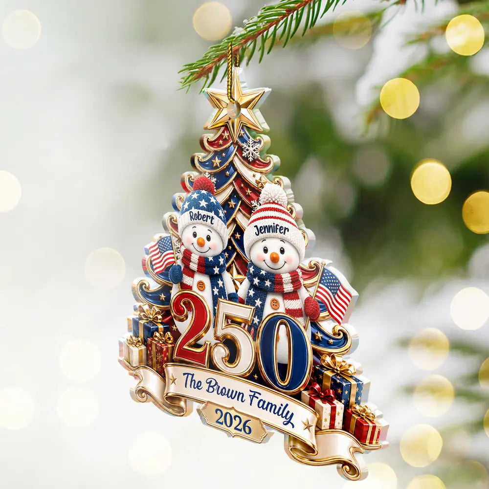 Snowman250YearsOfFreedomAmericaAnniversary PersonalizedCustomShapedAcrylicOrnament LV432 NAH6185 MK1