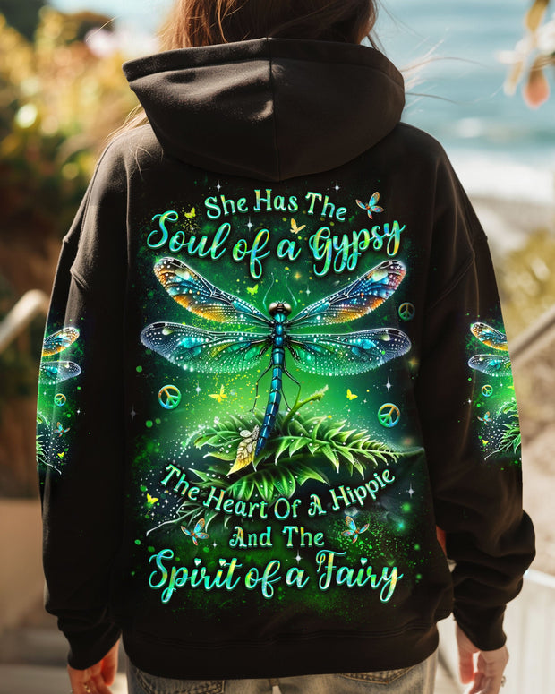 Soul of a Gypsy Heart of a Hippie Spirit of a Fairy - Green Dragonfly - AOP Shirts