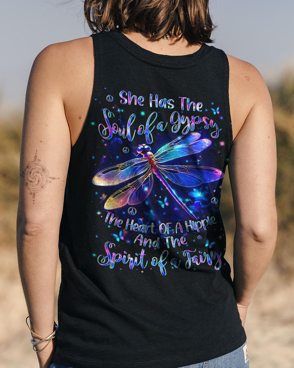 Soul of a Gypsy Heart of a Hippie Spirit of a Fairy Neon Dragonfly Galaxy AOP Shirts _7_ ipDbH