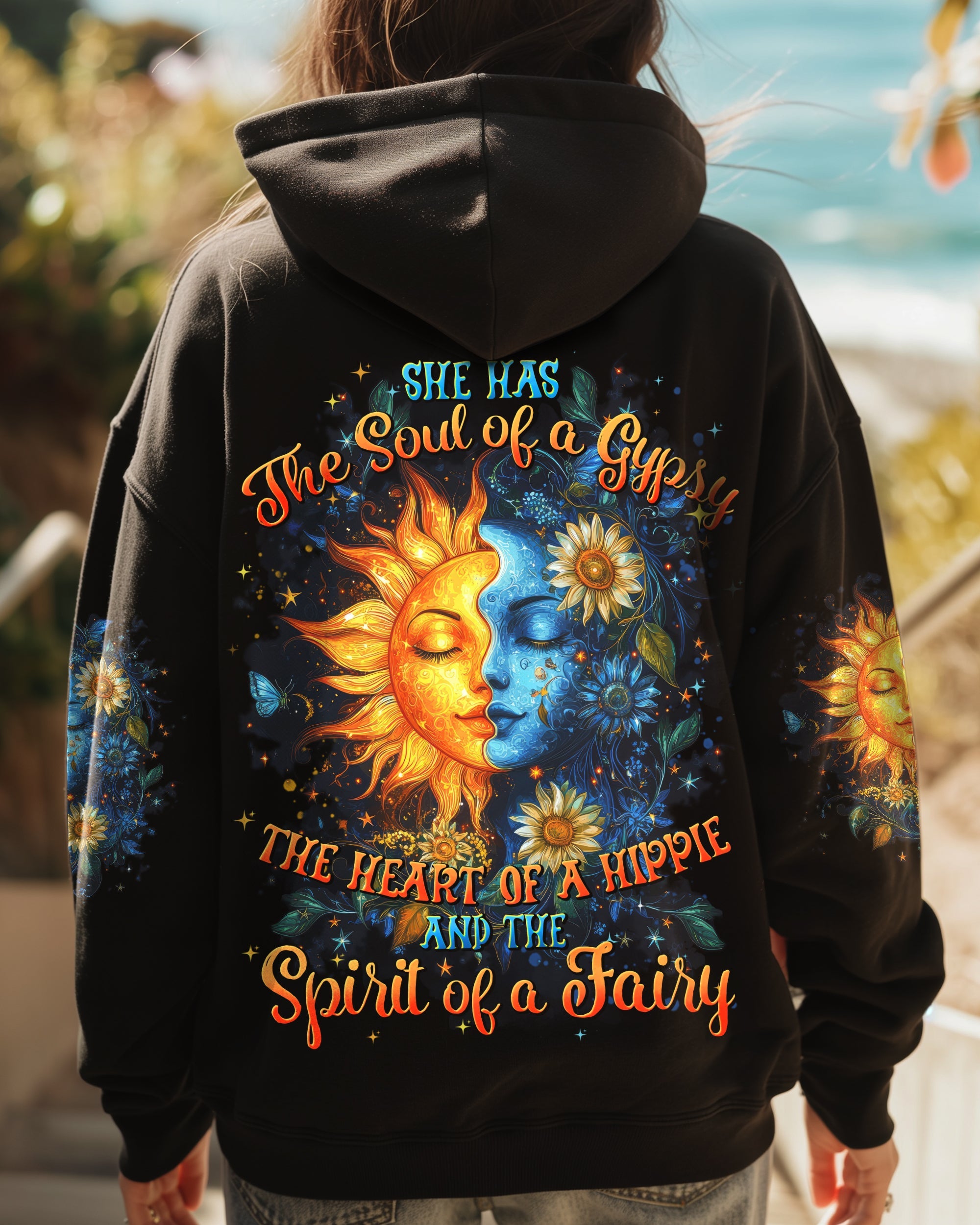 Soul of a Gypsy Heart of a Hippie Spirit of a Fairy Sun Moon Floral Graphic AOP Shirts _5_ Ptn6a