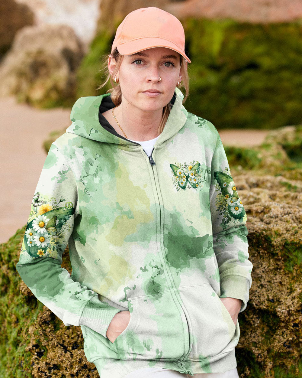 Soul of a Gypsy Heart of a Hippie the Spirit of a Fairy Green Tie Dye Butterfly Daisy AOP Shirts _6_ JF2nI