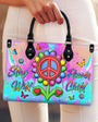 Stay Wild Flower Child Peace Sign Flower Colorful Hippie Leather Bag Gift for Women _10_ cvnrN