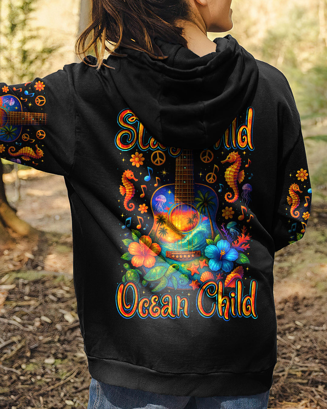 Stay Wild Ocean Child Tropical Guitar _26 Sea Turtle Hippie Tee for Women AOP Shirts _7_ oWLsT