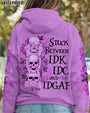Stuck Between IDK IDC and IDGAF Funny Skull Gothic Quote Graphic AOP Shi _1_ OhmJa
