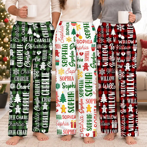 Matching Christmas Gift For Family, Kid - Personalized Member Names Pajama Pants
