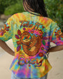 Take It Easy Sloth Peaceful Sloth with Tie Dye Flowers and Sunglasses Design AOP Shirts _12_ AcbRZ