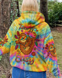 Take It Easy Sloth Peaceful Sloth with Tie Dye Flowers and Sunglasses Design AOP Shirts _13_ DhXAk