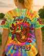 Take It Easy Sloth Peaceful Sloth with Tie Dye Flowers and Sunglasses Design AOP Shirts _1_ GAHMo