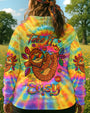 Take It Easy Sloth Peaceful Sloth with Tie Dye Flowers and Sunglasses Design AOP Shirts _5_ JTKmU
