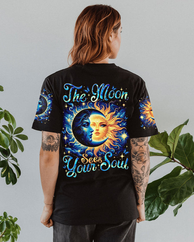 The Moon Sees Your Soul - Sun and Moon Celestial Spiritual Galaxy Graphic - AOP Shirts QT5090802