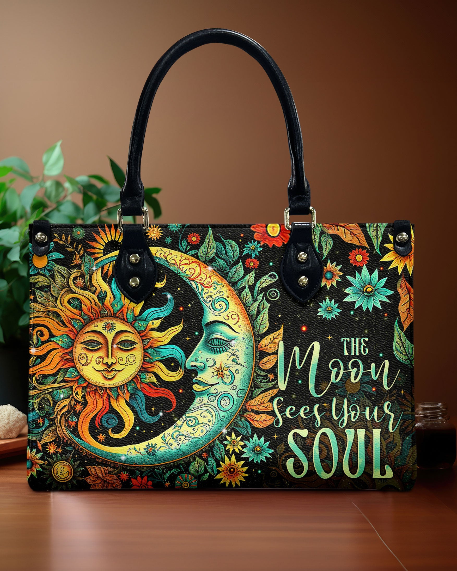 The Moon Sees Your Soul Sun and Moon Hippie Floral Leather Bag _1_ Tm4kk
