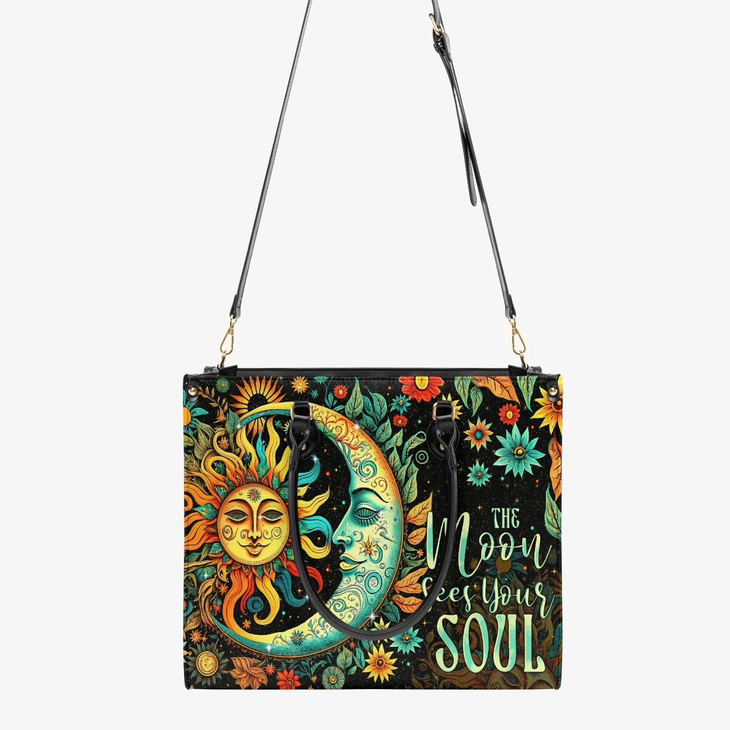 The Moon Sees Your Soul Sun and Moon Hippie Floral Leather Bag _3_ ZhUT5