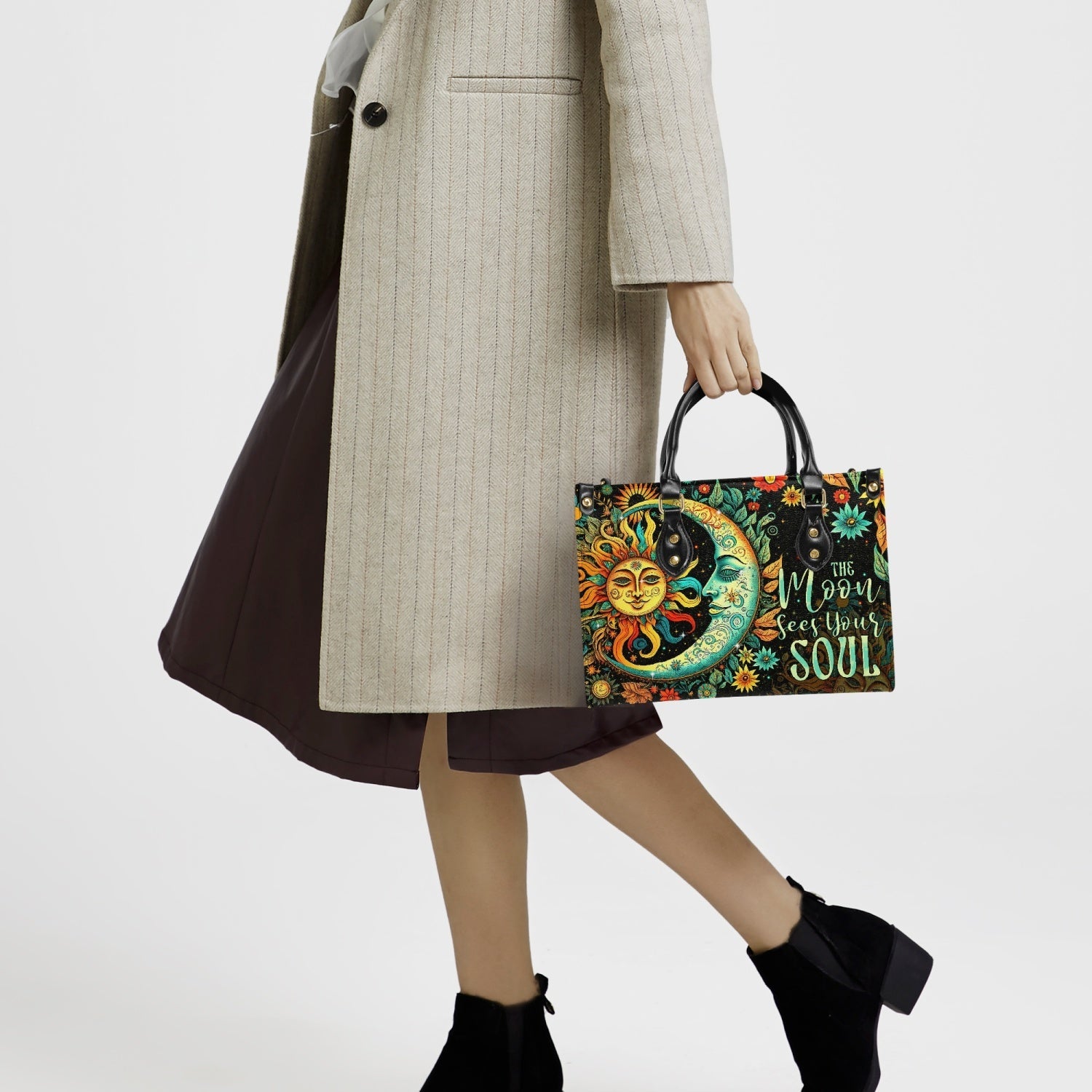 The Moon Sees Your Soul Sun and Moon Hippie Floral Leather Bag _5_ K7GPj