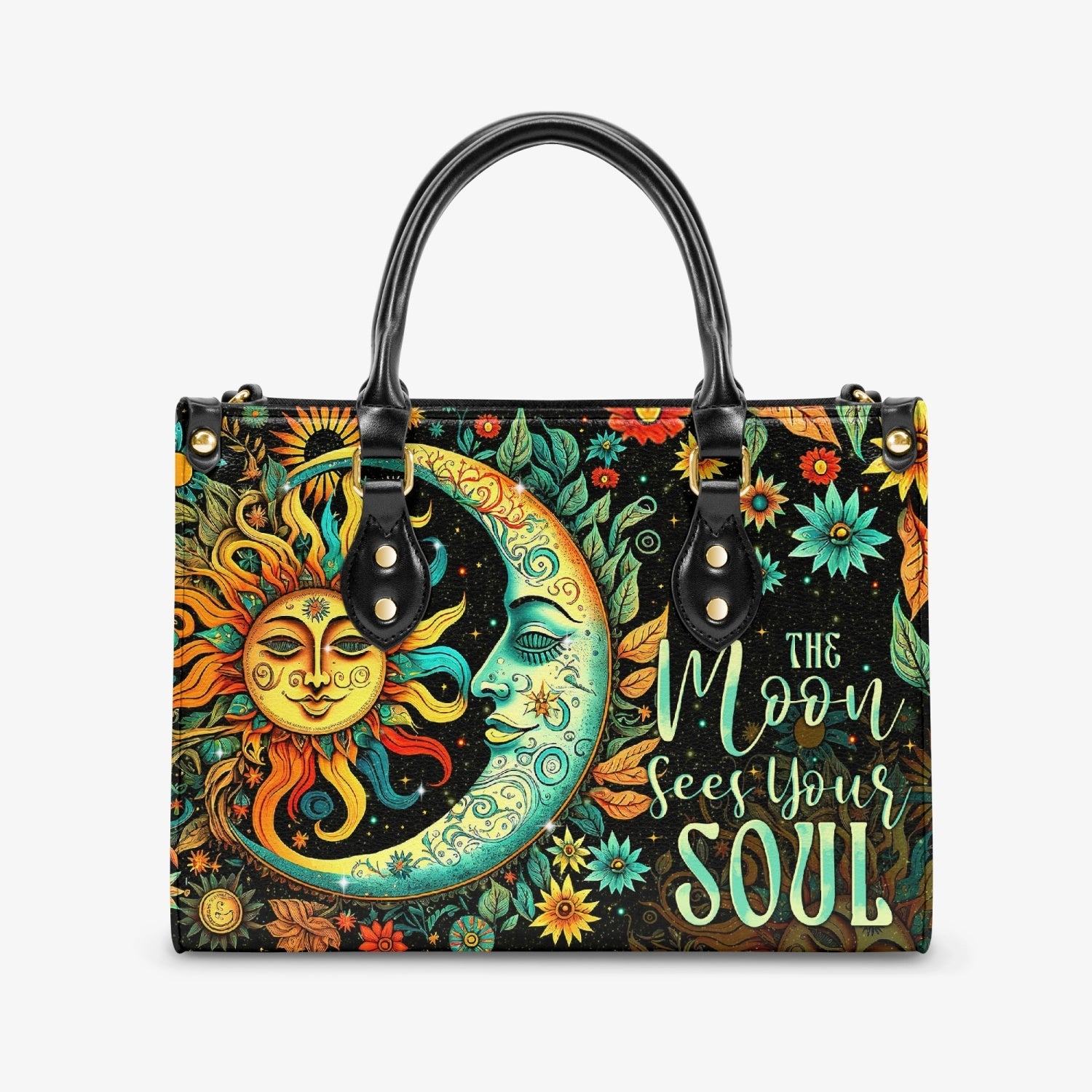 The Moon Sees Your Soul Sun and Moon Hippie Floral Leather Bag _6_ 7FcHx