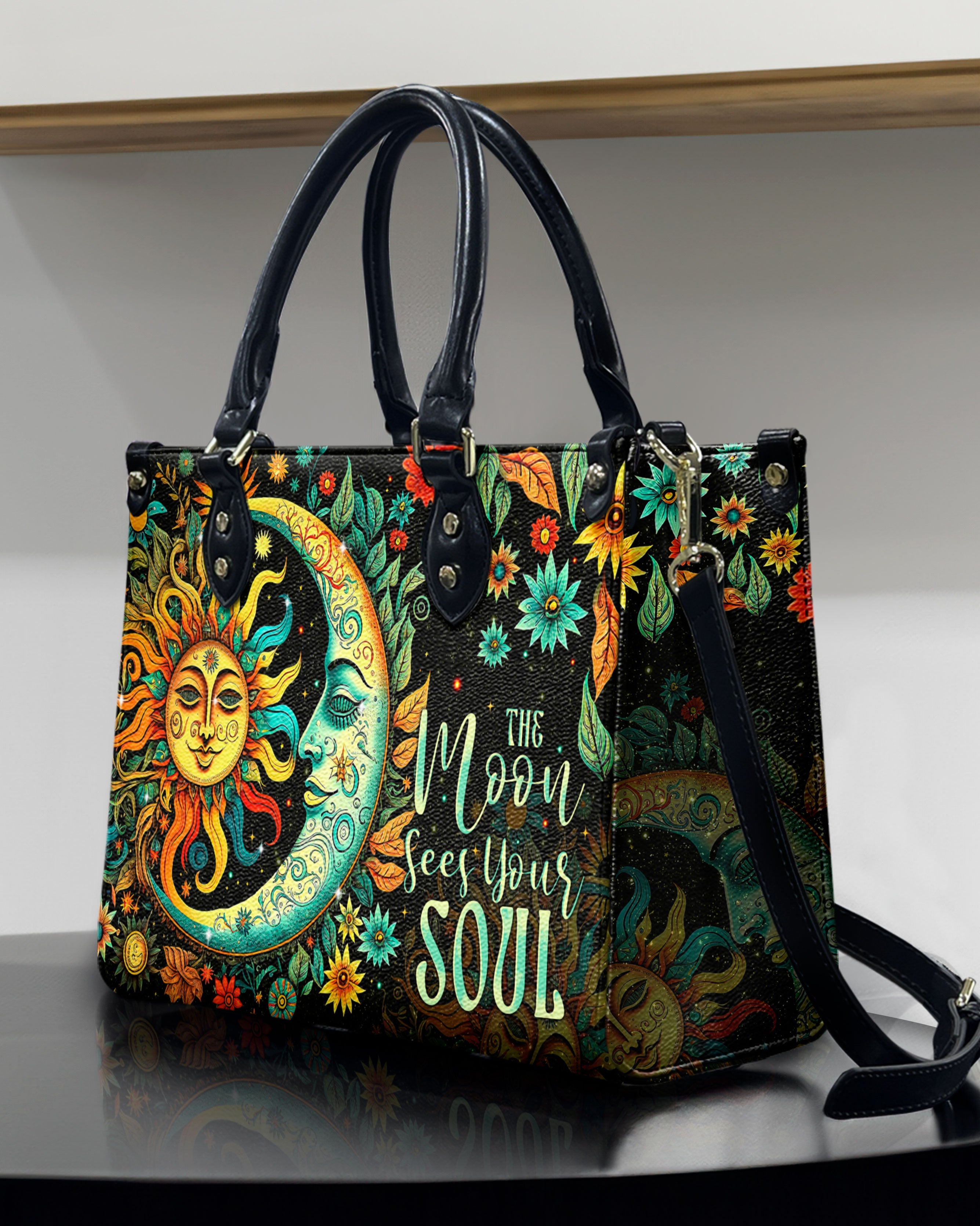 The Moon Sees Your Soul Sun and Moon Hippie Floral Leather Bag _7_ wamMy