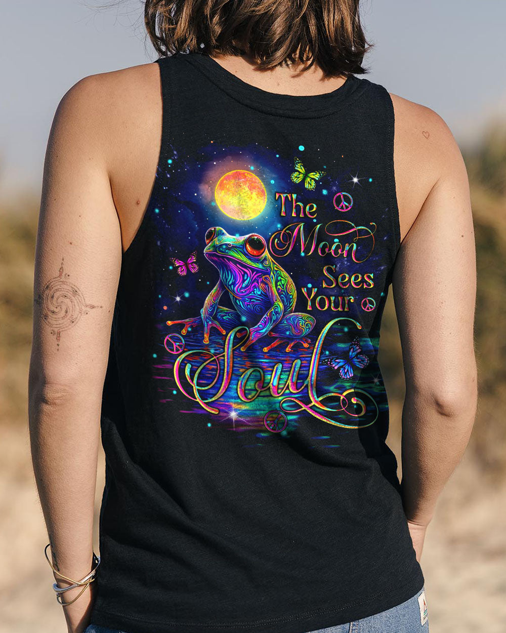 The Moon Sees Your Soul Trippy Frog Psychedelic Moonlight AOP Shirts _13_ uu73T