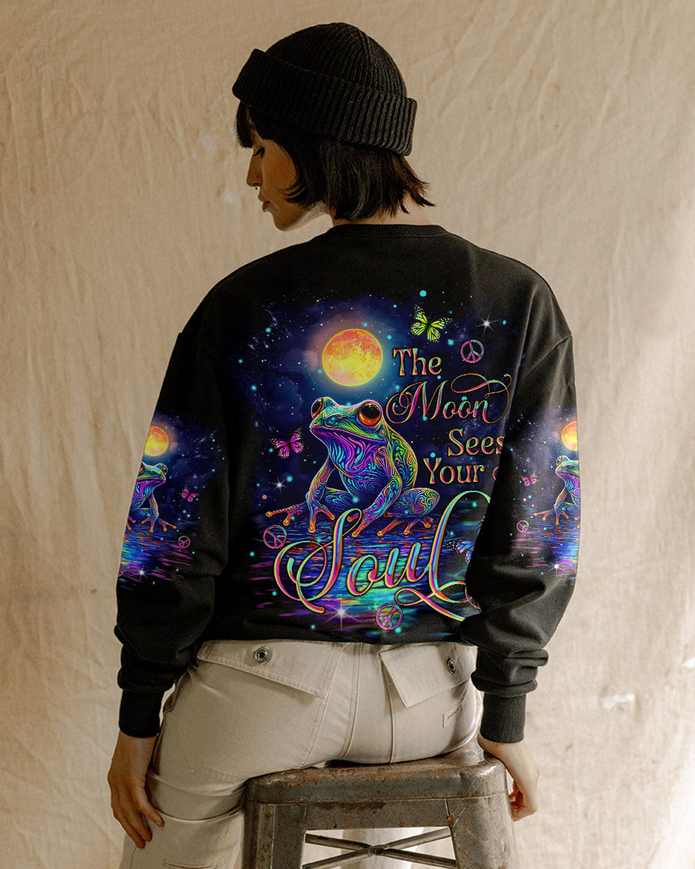 The Moon Sees Your Soul Trippy Frog Psychedelic Moonlight AOP Shirts _9_ hrFFt