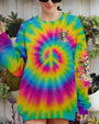 The Rebel in Me will Never Dia Colorful Tie Dye Cow with Peace Sign and Flowers Design AOP Shirts _6_ yce7L