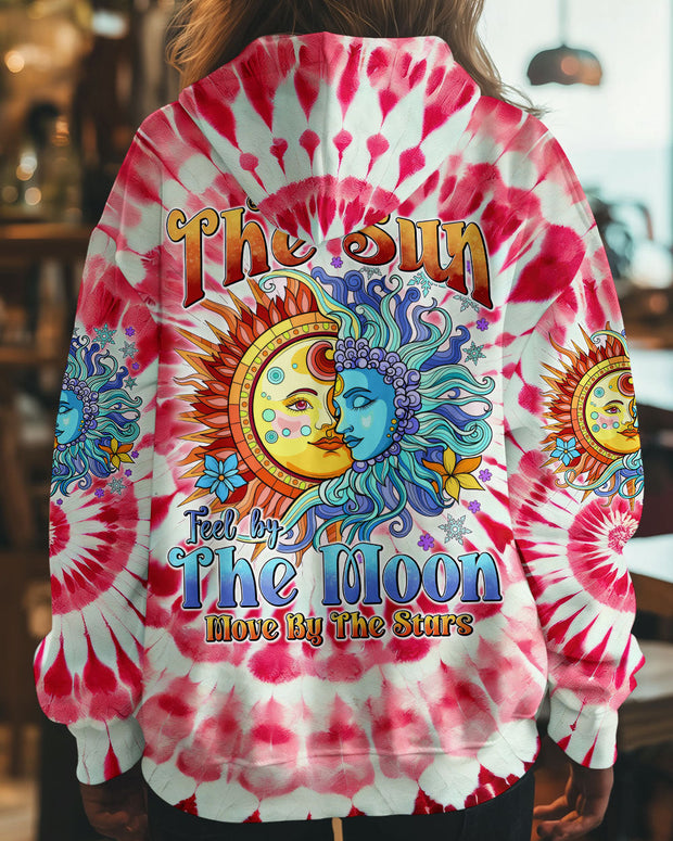 The Sun Feel by the Moon Move by the Stars - Red Tie Dye - AOP Shirts