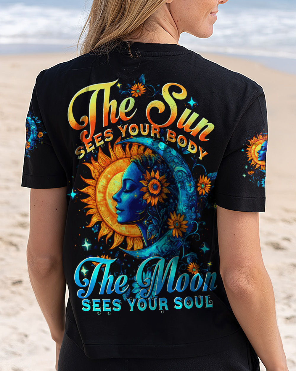 The Sun Sees Your Body The Moon Sees Your Soul Celestial Hippie AOP Shirts _12_ Q9qXd