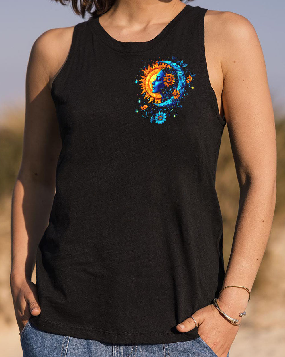 The Sun Sees Your Body The Moon Sees Your Soul Celestial Hippie AOP Shirts _6_ ZGrRv