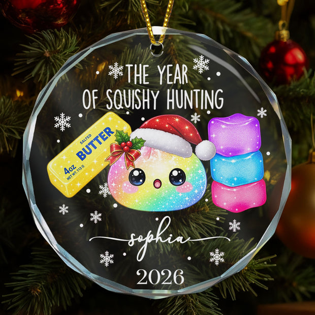 The Year Of Squishy Hunting Custom Name Christmas Gift For Kids - Personalized Glass Ornament HH02