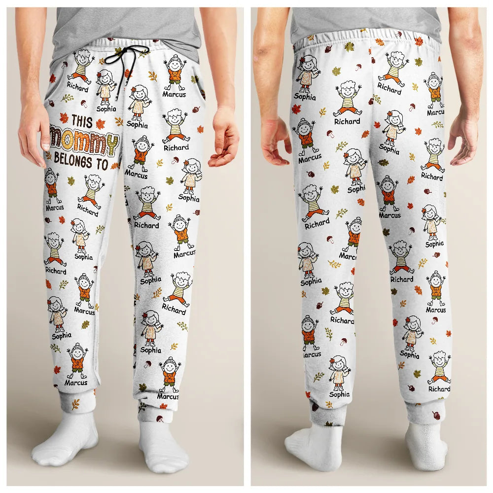 ThisGrandmaMommyBelongsToAutumnKidStickFigures PersonalizedPajamaPants TS1144 CLA3703 Mk2