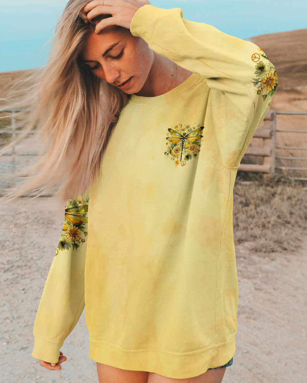 Those We Love Fly Beside Us Every Day Dragonfly and Sunflowers AOP Shirts _2_ ytmsS