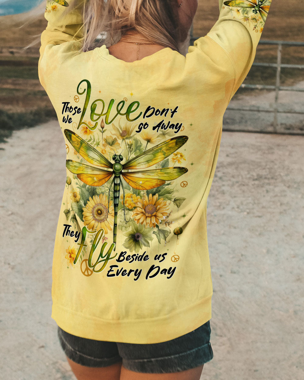 Those We Love Fly Beside Us Every Day Dragonfly and Sunflowers AOP Shirts _3_ d4po7