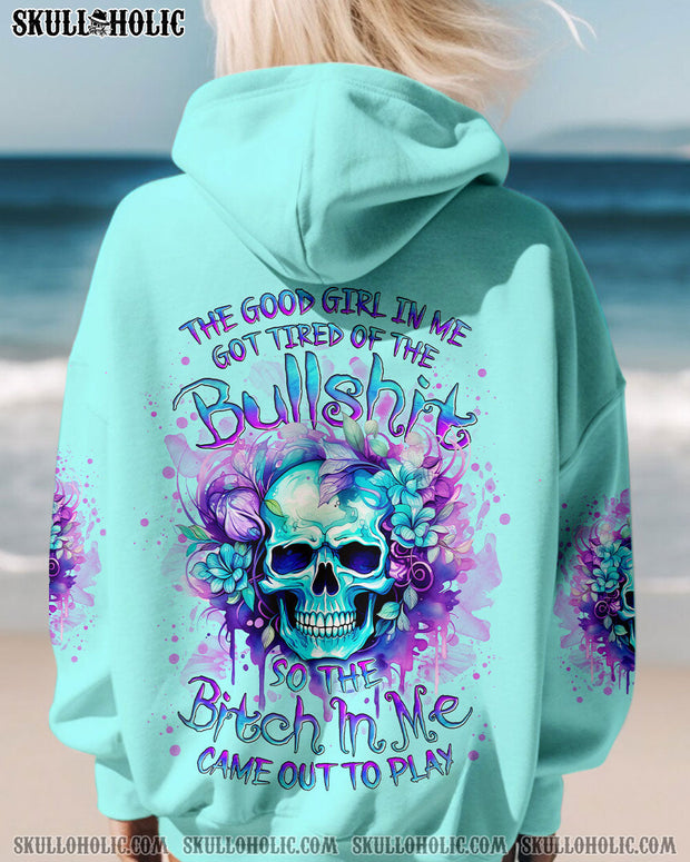 Tired of the Bullshit Skull -  Sassy Floral Graphic Colorful Skull - AOP Shirts