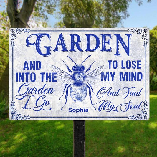 Toile De Jouy Style And Into The Garden I Go Personalized Metal Sign_1