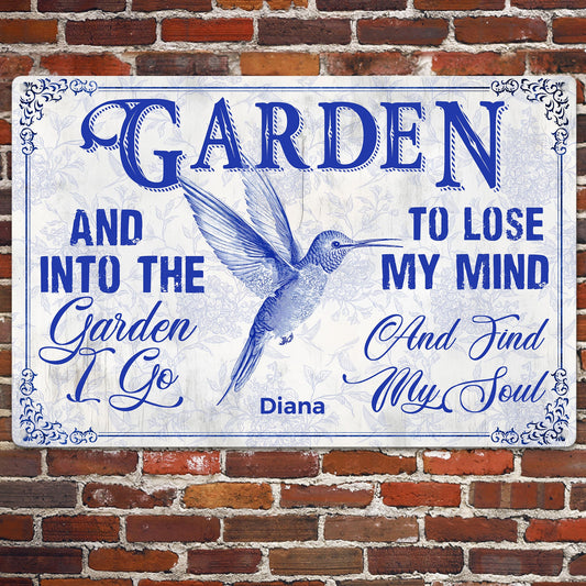 Toile De Jouy Style And Into The Garden I Go Personalized Metal Sign_7