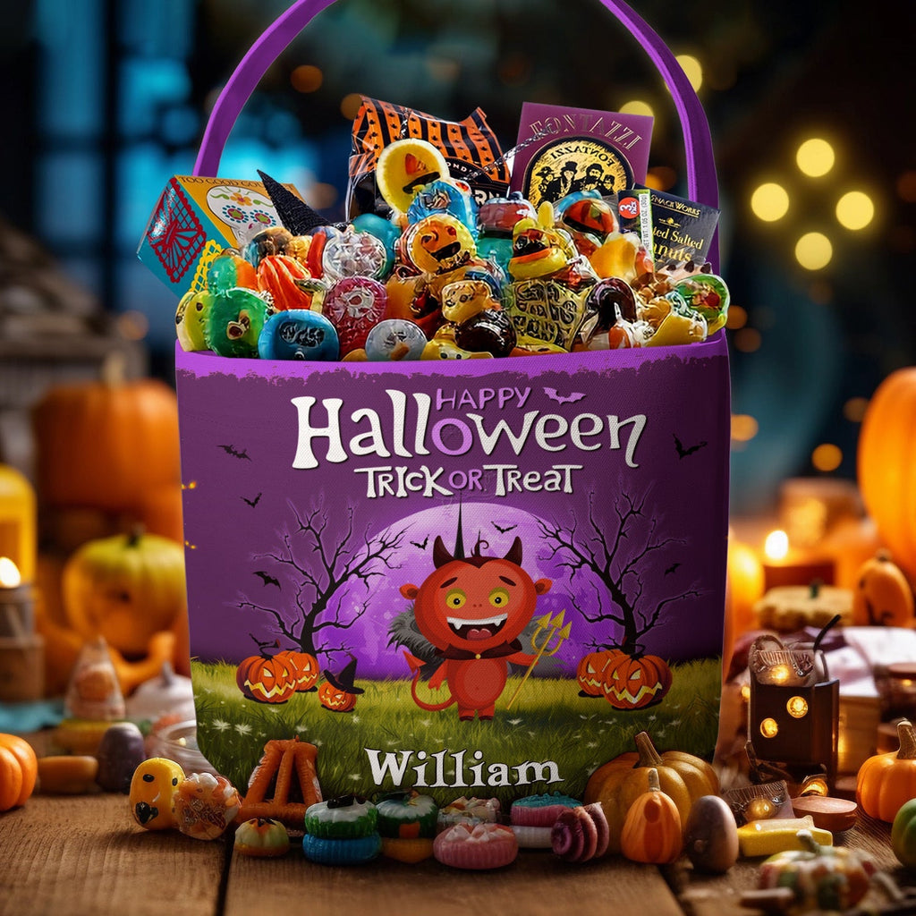 Trick Or Treat Kid Name Halloween Personalized Halloween Spooky Basket 1